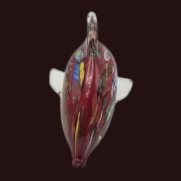 Hand Blown Millefiori Dolphin Figurine Paperweight - Picture 3 of 8